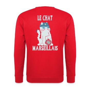 Le Chat Marseillais - Pétanque - Sweat-shirt Unisexe - rouge - Dos - Michal (187cm)