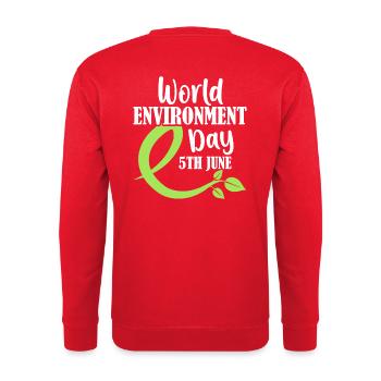 Eco Warrior: Weltumwelttag - Unisex Pullover - Rot - Hinten - Michal (187cm)