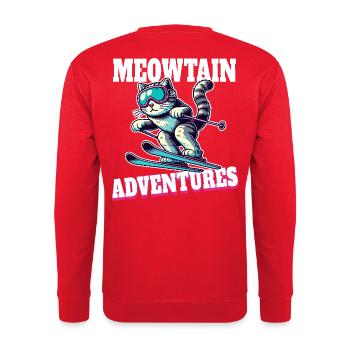 Meowtain Adventure – Skiing Cat - Unisex Sweatshirt - red - Back - Michal (187cm)