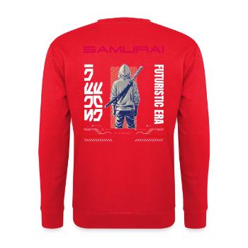Samurai Hoodie Klinge - Unisex Pullover - Rot - Hinten - Michal (187cm)