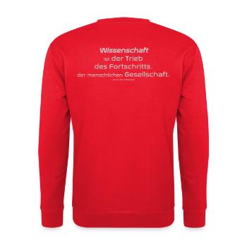 Wissenschaft ist der Trieb des Fortschritts - Unisex Pullover - Rot - Hinten - Michal (187cm)