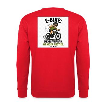 E-Bike Spaß: Mehr Rad, Weniger Anstieg - Unisex Pullover - Rot - Hinten - Michal (187cm)