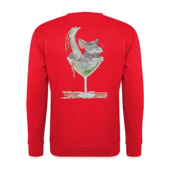 Ratfoodz' Rattini - Cocktailratte im Glas - Unisex Pullover - Rot - Hinten - Michal (187cm)