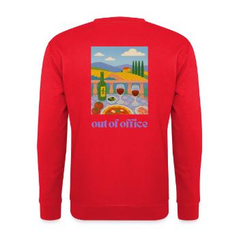 Out of Office Toskana Poster Italien Wein - Unisex Pullover - Rot - Hinten - Michal (187cm)