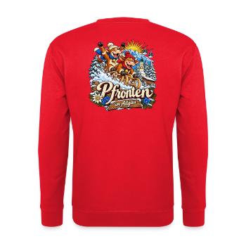 Pfronten Winterspaß Kühe - Unisex Pullover - Rot - Hinten - Michal (187cm)