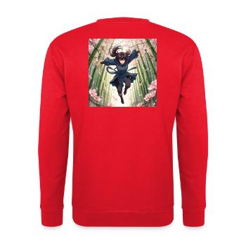 Héroïne de bambou sur le chemin des cerisiers en fleurs - Sweat-shirt Unisexe - rouge - Dos - Michal (187cm)