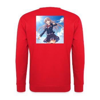 Écolière dans un ciel bleu - Sweat-shirt Unisexe - rouge - Dos - Michal (187cm)