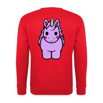 Pastell Einhorn Cartoon Kuscheltier - Unisex Pullover - Rot - Hinten - Michal (187cm)