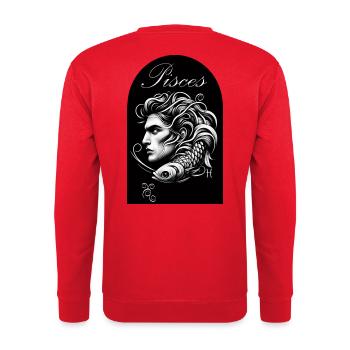Pisces Porträt Sternzeichen Fische - Unisex Pullover - Rot - Hinten - Michal (187cm)