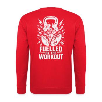  Backprint: Gym Workout Sport, Muskelaufbau, - Unisex Pullover - Rot - Hinten - Michal (187cm)
