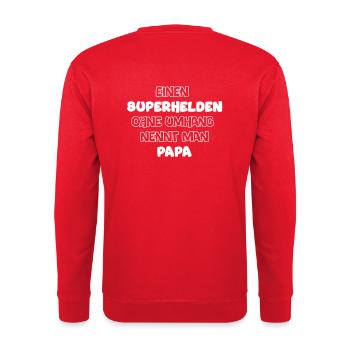 Papa ist ein Superheld - Unisex Pullover - Rot - Hinten - Michal (187cm)