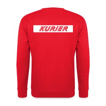 Kurier invertiert negativ Rückenschild - Unisex Pullover - Rot - Hinten - Michal (187cm)