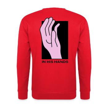 In seinen Händen - Unisex Pullover - Rot - Hinten - Michal (187cm)