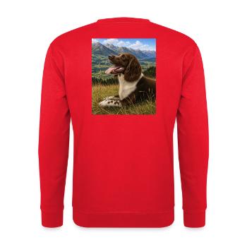 Mountain Landscape Dog Portrait - Unisex Sweatshirt - red - Back - Michal (187cm)