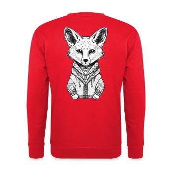 Renard au design streetwear - Sweat-shirt Unisexe - rouge - Dos - Michal (187cm)