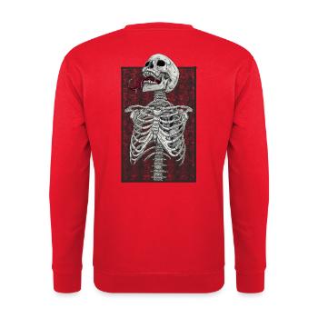 Skelett Motor Herz - Unisex Pullover - Rot - Hinten - Michal (187cm)