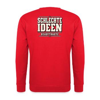 Schlechte Ideen Beauftragte – Polterabend - Unisex Pullover - Rot - Hinten - Michal (187cm)