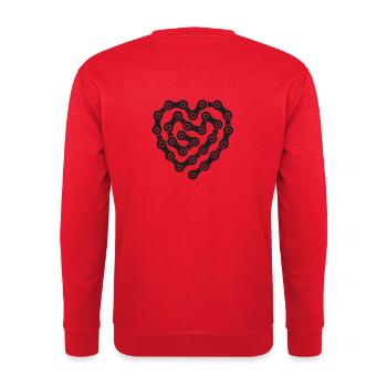 Love the bike and the chain - Unisex Sweatshirt - red - Back - Michal (187cm)