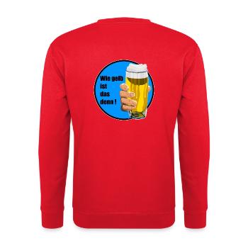 wie gelb ist das denn - just for fun, Sprüche - Unisex Pullover - Rot - Hinten - Michal (187cm)