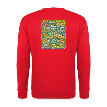 Kinderstadt Rundkurs Spielweg - Unisex Pullover - Rot - Hinten - Michal (187cm)
