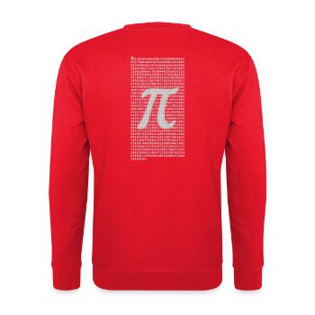 Pi Zahlenblock mit dezentem π Symbol – Mathematik  - Unisex Pullover - Rot - Hinten - Michal (187cm)
