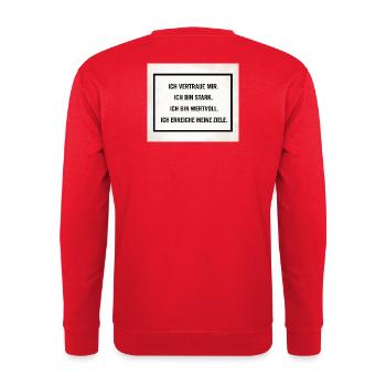 I trust myself – strong and determined - Unisex Sweatshirt - red - Back - Michal (187cm)
