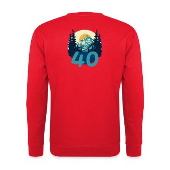 40 years in the mountains. Birthday Gift - Unisex Sweatshirt - red - Back - Michal (187cm)