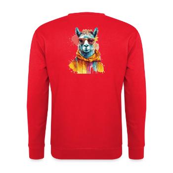 Lama, Alpaka, Lama Swag - Unisex Pullover - Rot - Hinten - Michal (187cm)