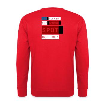 Wrong Spot – Konzertausgabe - Unisex Pullover - Rot - Hinten - Michal (187cm)