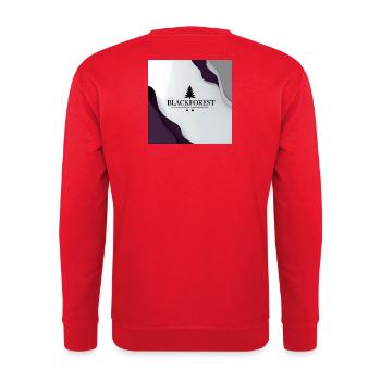 Blackforest Baum Logo Kontrast - Unisex Pullover - Rot - Hinten - Michal (187cm)