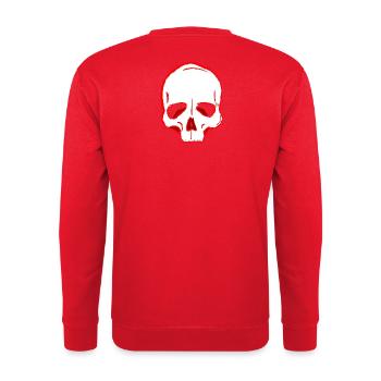 Dark Sketch Skull Grafik - Unisex Pullover - Rot - Hinten - Michal (187cm)