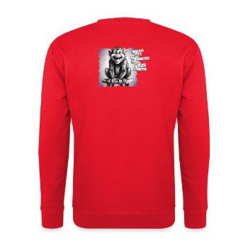 Ich muss nicht immer im Mittelpunkt stehen - Unisex Pullover - Rot - Hinten - Michal (187cm)
