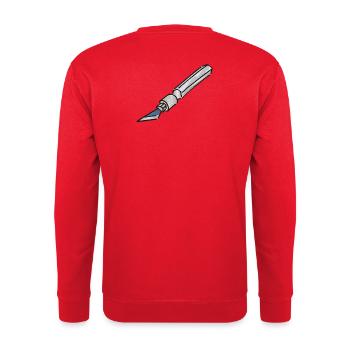 Cutter Japanmesser Skalpell - Unisex Pullover - Rot - Hinten - Michal (187cm)