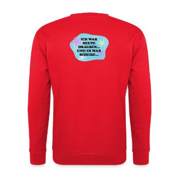 Ich war draußen | Sarkasmus Retro Meme - Unisex Pullover - Rot - Hinten - Michal (187cm)