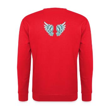 Ailes d’ange bleu Angelwings Angelblue - Sweat-shirt Unisexe - rouge - Dos - Michal (187cm)
