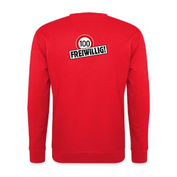 Tempo 100 FREIWILLIG! Tempolimit Aufkleber - Unisex Pullover - Rot - Hinten - Michal (187cm)