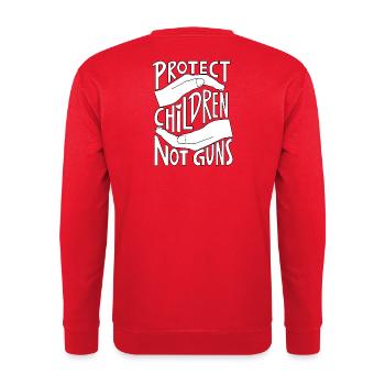 Schützen Sie Kinder, nicht Waffen - Unisex Pullover - Rot - Hinten - Michal (187cm)