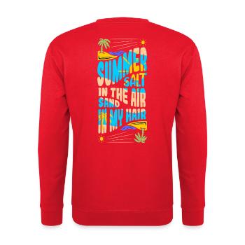 Sommerflair in der Luft - Unisex Pullover - Rot - Hinten - Michal (187cm)