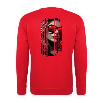 WOMAN WITH RED SUNGLASSES - Unisex Pullover - Rot - Hinten - Michal (187cm)