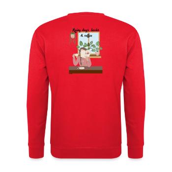 Journées câlins lecture avec café - Sweat-shirt Unisexe - rouge - Dos - Michal (187cm)