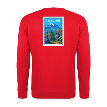 Mountainbiken in den Écrins - Unisex Pullover - Rot - Hinten - Michal (187cm)