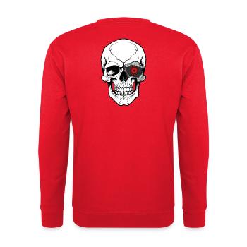 Mecha Skull Tech Art - Unisex Pullover - Rot - Hinten - Michal (187cm)