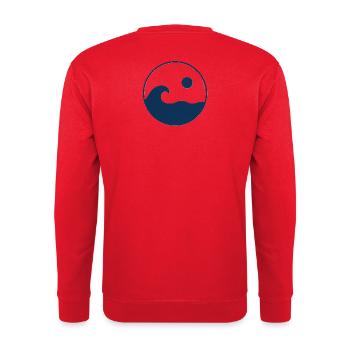 Circle Waves Sun Logo - Unisex Sweatshirt - red - Back - Michal (187cm)