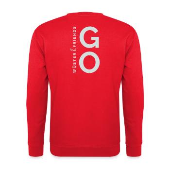Wüster&Friends GO Logo Hellgrün - Unisex Pullover - Rot - Hinten - Michal (187cm)