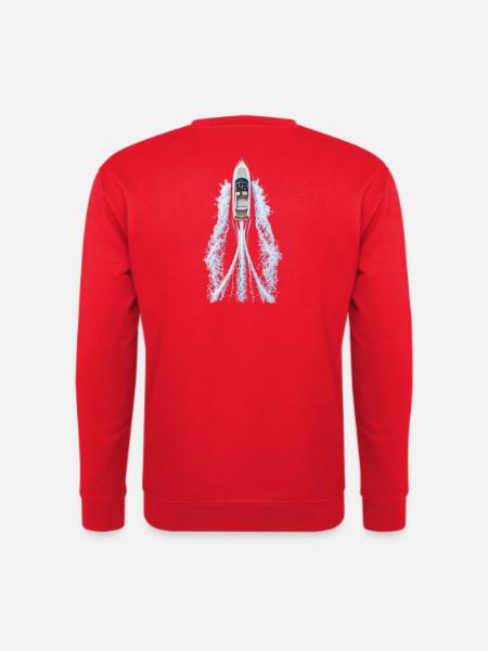 TopAnsicht Jacht mit Wasserwirbel - Unisex Pullover - Rot