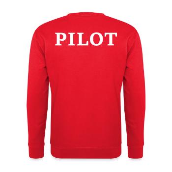 pilot logo weis - Unisex Pullover - Rot - Hinten - Michal (187cm)