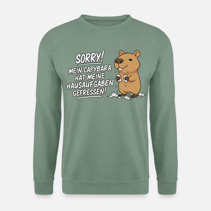 Sorry! Capybara hat meine Hausaufgaben gefressen - Unisex Pullover - Graugrün