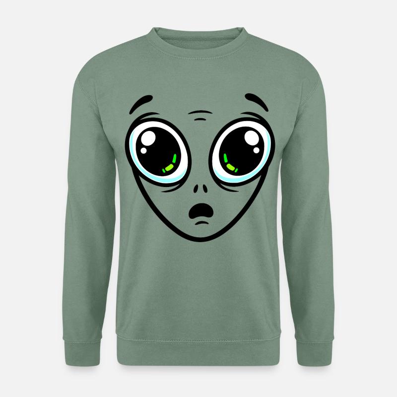 Großäugiger Außerirdischer - Unisex Pullover - Graugrün