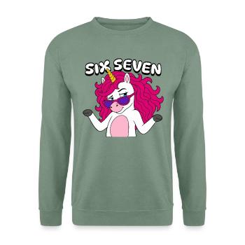 Six Seven Unicorn  - Unisex Pullover - Graugrün - Vorne