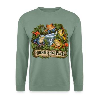 Bunte Gartenvögel Vogelbeobachtung Natur Vogellieb - Unisex Pullover - Graugrün - Vorne